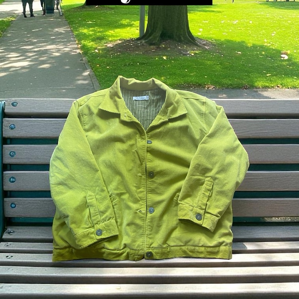 Liz & Jane Women’s Green 100% Cotton Lined Corduroy Jacket | Sz L  Made In USA!!